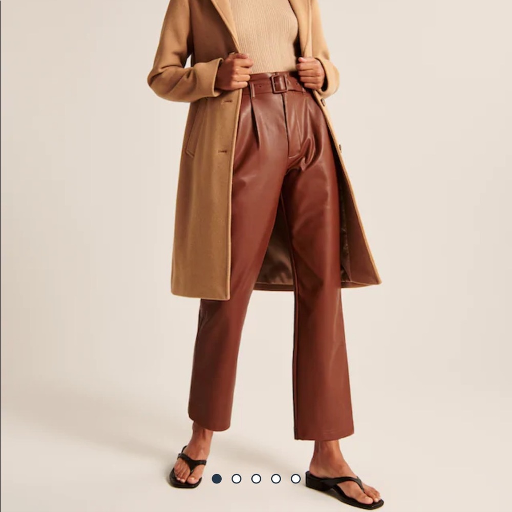 Abercrombie Leather Belted Ankle Straight Pants